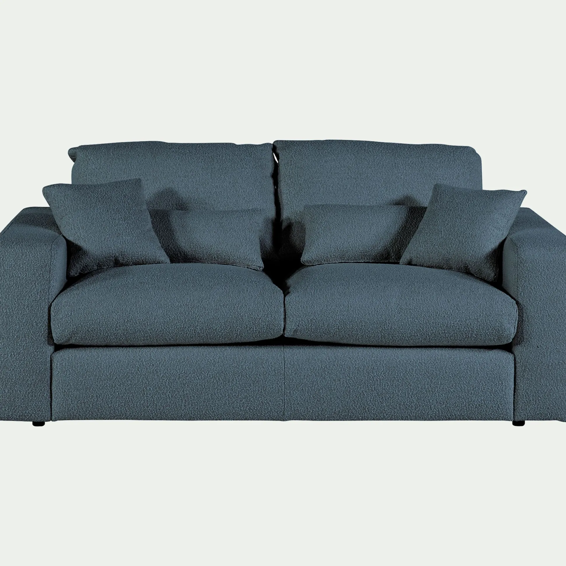 Canapé 3 places fixe en tissu bouclette - bleu