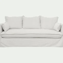 Canapé 3 places fixe en tissu wind - blanc écru