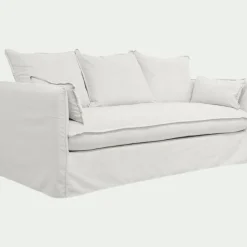 Canapé 3 places fixe en tissu wind - blanc écru