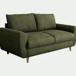 Canapé 3 places fixe en tissu - vert cèdre