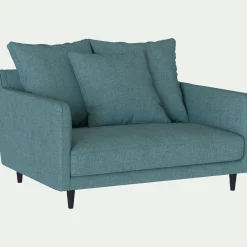 Canapé 1,5 places fixe en tissu - bleu niolon