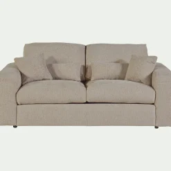 Canapé 3 places fixe en tissu chenille Benjo - beige roucas