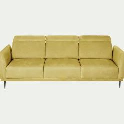 Canapé 4 places fixe en tissu memphis avec fonction avance-recul - jaune argan