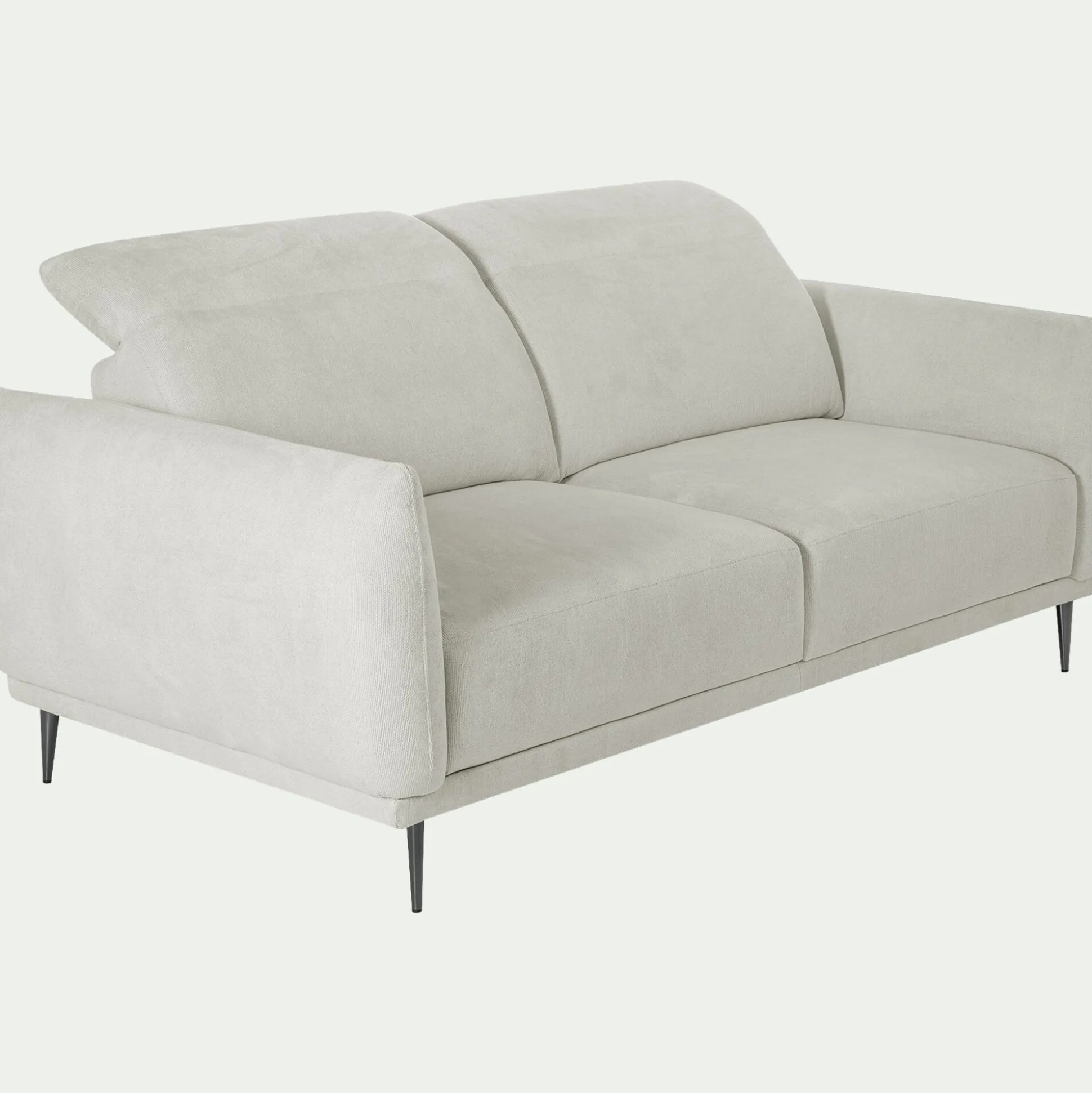 Canapé 3 places fixe en tissu memphis avec fonction avance-recul - beige roucas