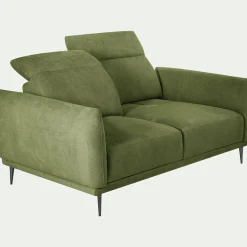 Canapé 2 places fixe en tissu memphis avec fonction avance-recul - vet cèdre
