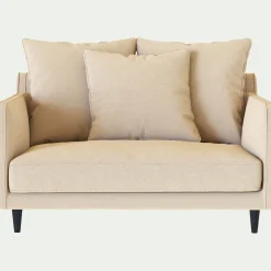 Canapé 1.5 places fixe en tissu - beige roucas
