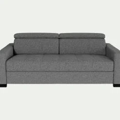 Canapé 3 places fixe en tissu pop avec accoudoirs 15cm - gris