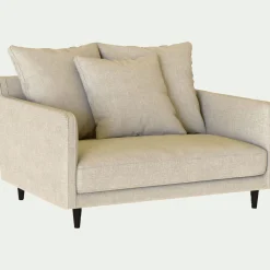Canapé 1.5 places fixe en tissu mixte - beige alpilles
