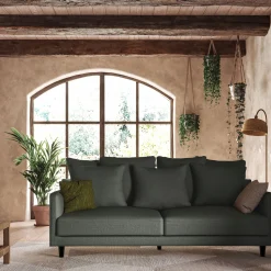 Canapé 4 places fixe en tissu joint - gris restanque