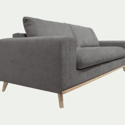 Canapé 3 places fixe en tissu Storm - gris moyen