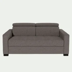 Canapé 2 places fixe en tissu pop avec accoudoirs 15cm - taupe