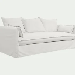 Canapé 4 places fixe en tissu wind - blanc écru