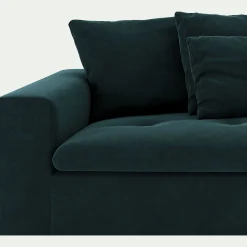 Canapé 4 places fixe en velours - bleu foncé