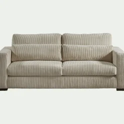 Canapé 3 places fixe en velours côtelé Azores - gris taupe