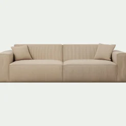 Canapé 4 places fixe en velours côtelé azores - taupe