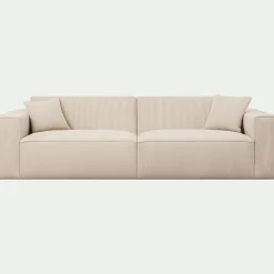 Canapé 4 places fixe en velours côtelé azores - beige