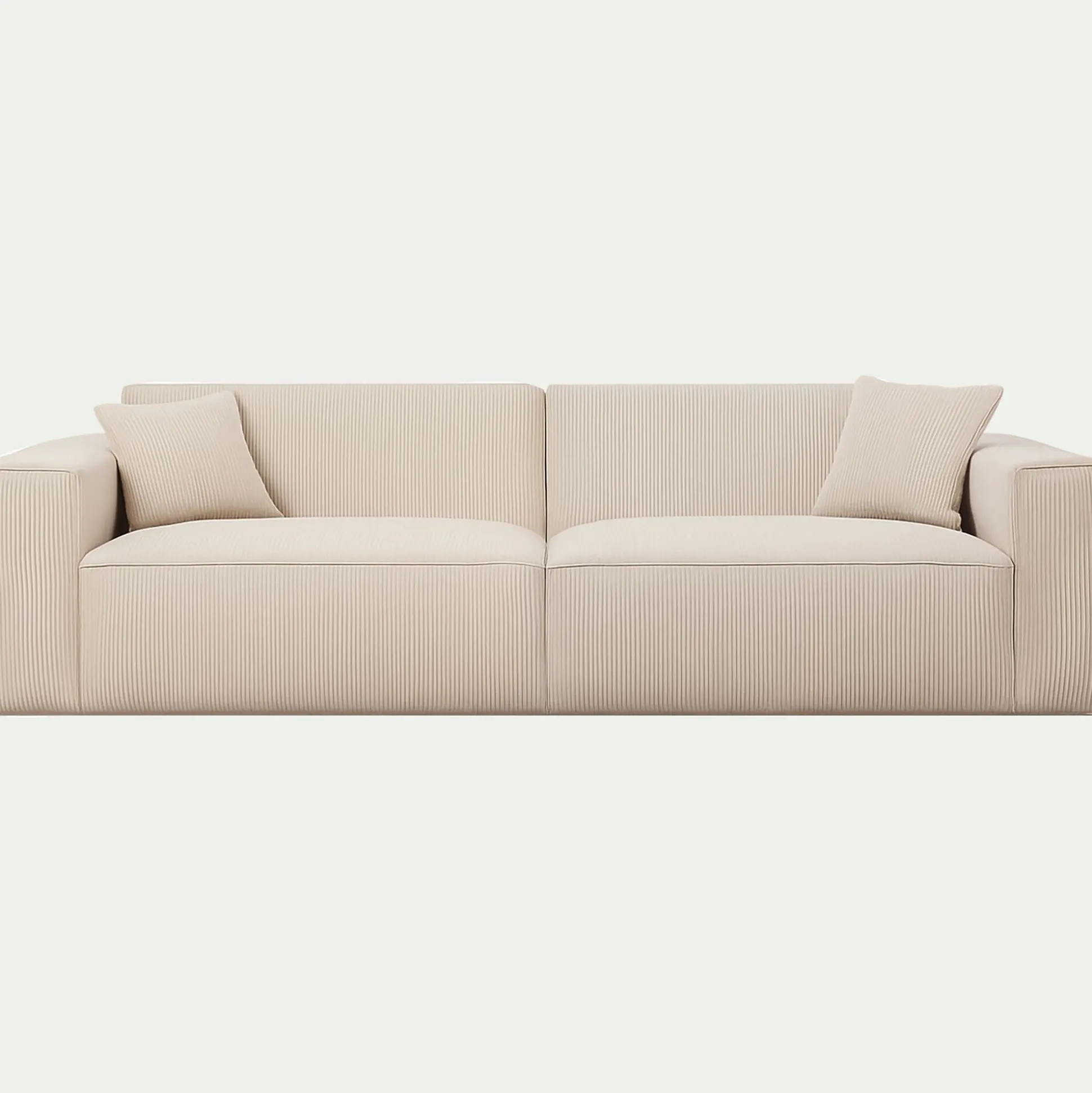 Canapé 4 places fixe en velours côtelé azores - beige