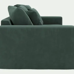 Canapé 2 places fixe en velours - vert sauge