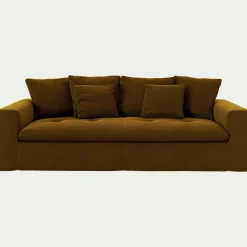 Canapé 4 places fixe en velours - bronze