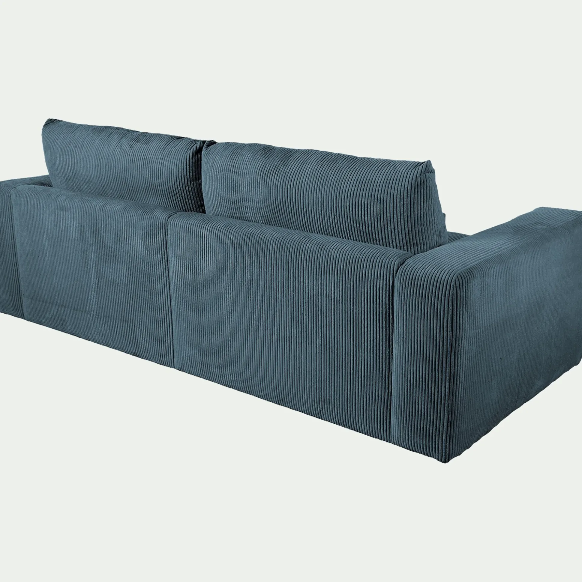 Canapé 5 places fixe en velours côtelé - bleu