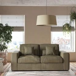 Canapé 3 places fixe en velours côtelé - vert cèdre