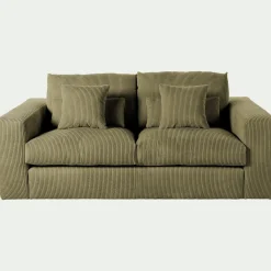Canapé 3 places fixe en velours côtelé - vert cèdre