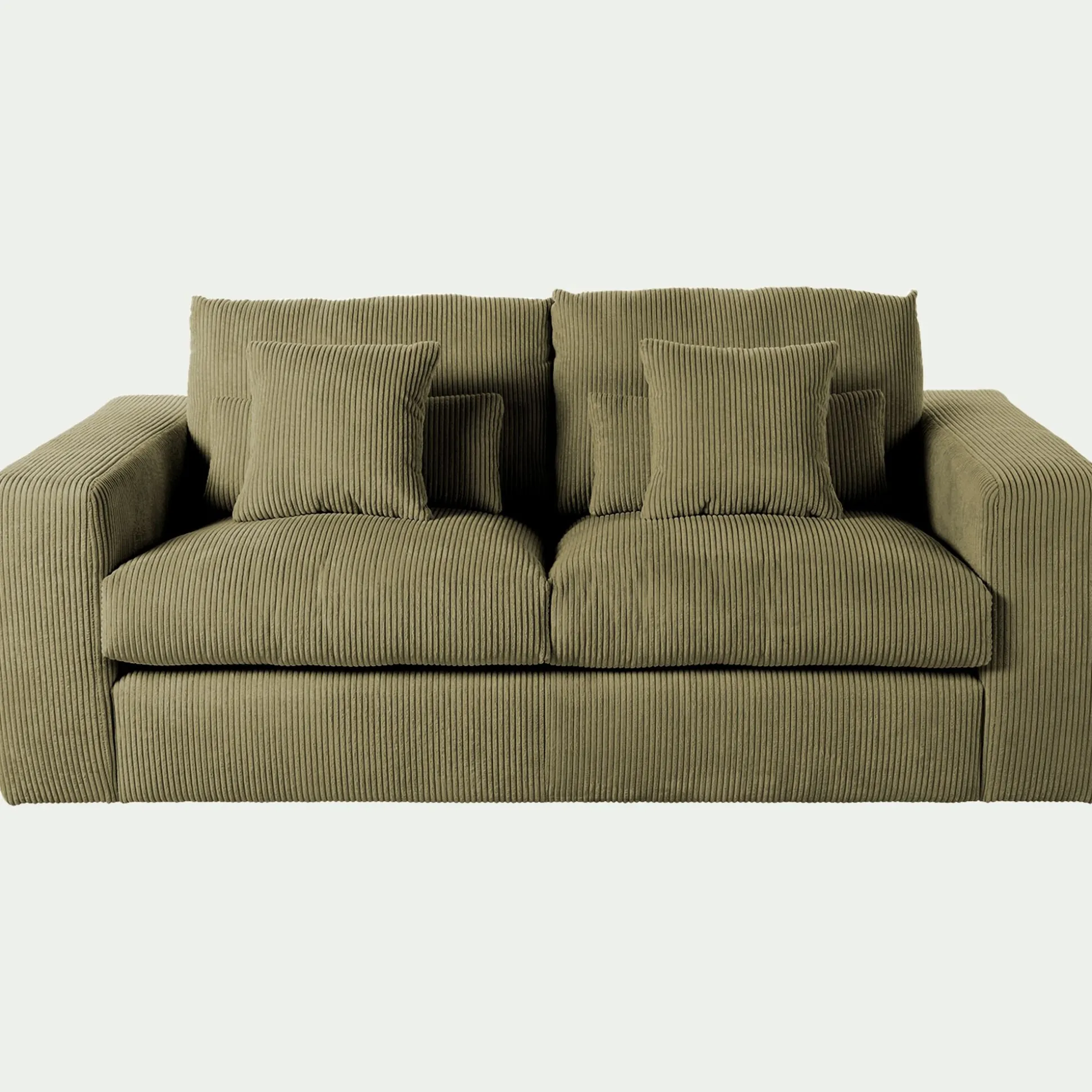 Canapé 3 places fixe en velours côtelé - vert cèdre