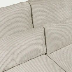 Canapé 5 places fixe en velours côtelé Azores - beige