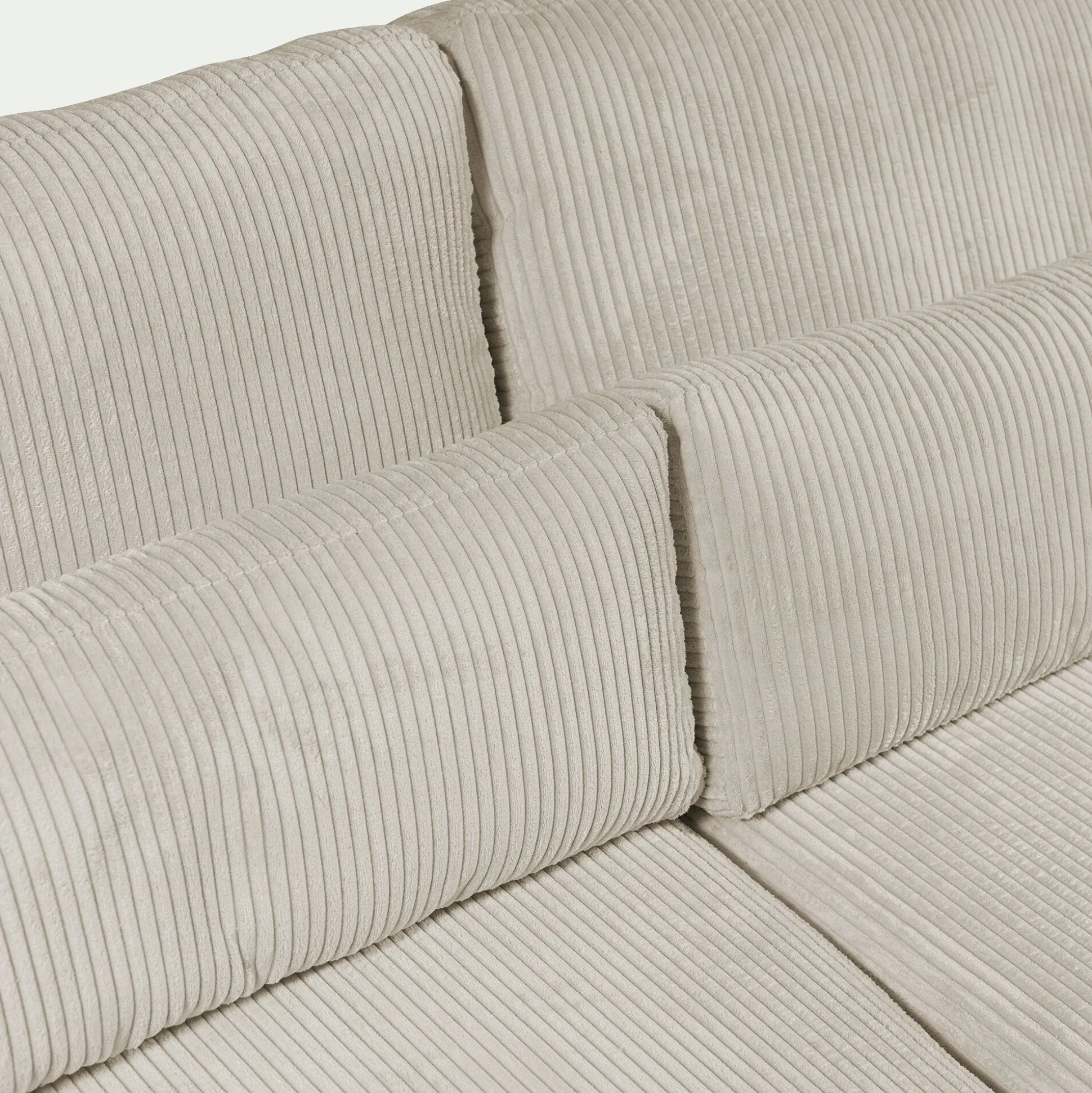 Canapé 5 places fixe en velours côtelé Azores - beige