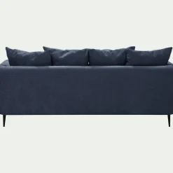 Canapé 3 places fixe gauche en tissu cannes - bleu autan