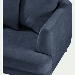 Canapé 3 places fixe gauche en tissu cannes - bleu autan