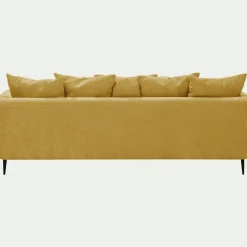 Canapé 5 places fixe gauche en tissu cannes - jaune argan