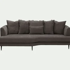 Canapé 5 places fixe gauche en tissu cannes - marron