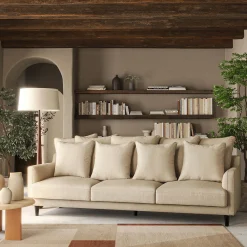 Canapé 6 places fixe tissu mixte - beige alpilles