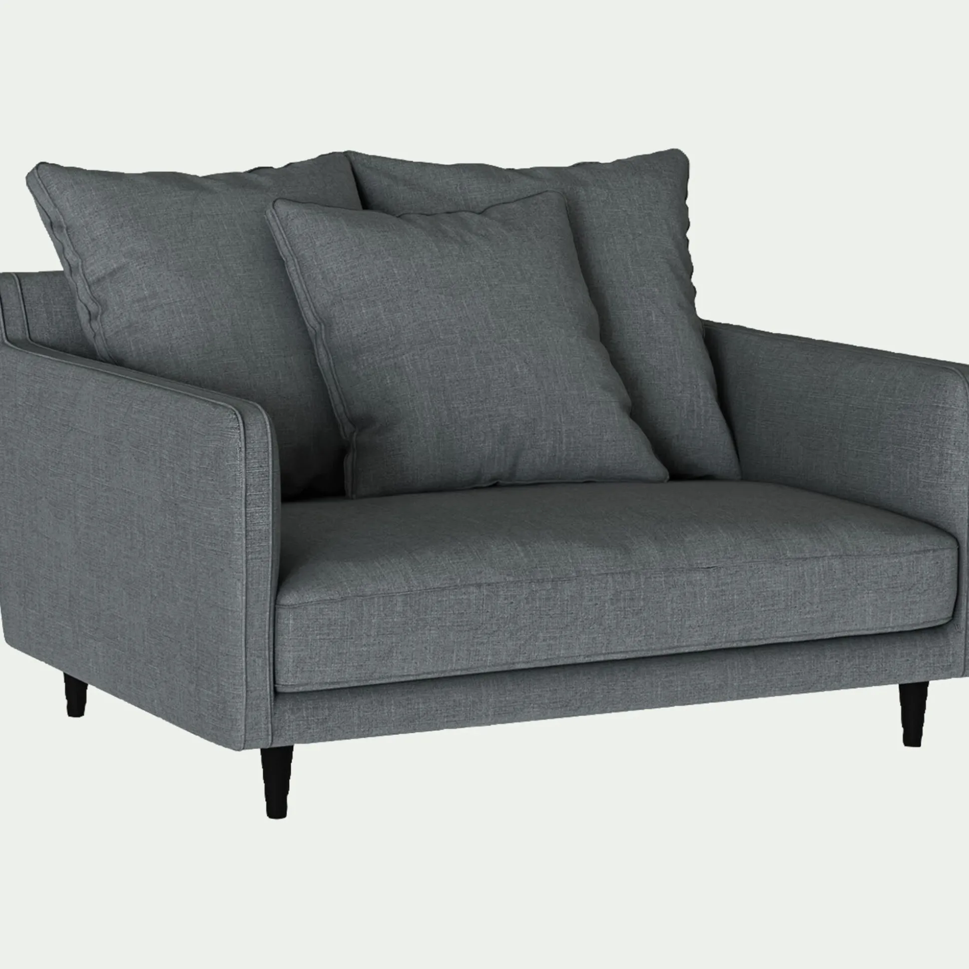 Canapé 1,5 places fixe tissu mixte - gris ardoise