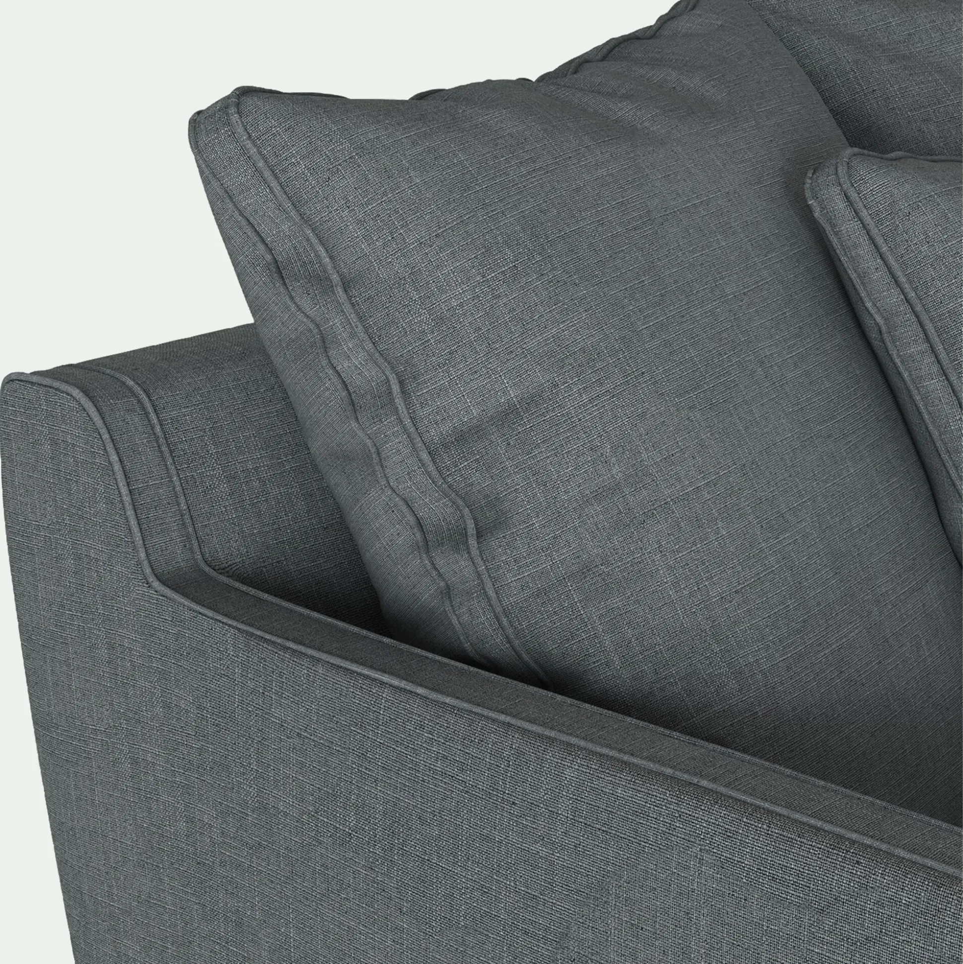 Canapé 1,5 places fixe tissu mixte - gris ardoise