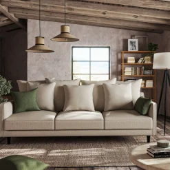 Canapé 5 places fixe tissu mixte - beige alpilles