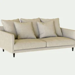 Canapé 3 places fixe tissu mixte - beige alpilles