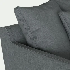 Canapé 3 places fixe tissu mixte - gris ardoise