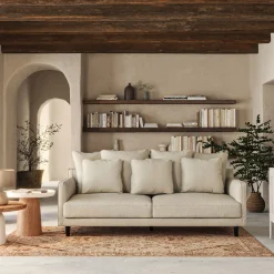 Canapé 4 places fixe tissu mixte - beige alpilles