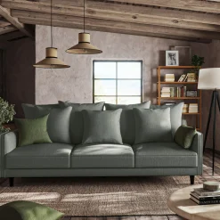 Canapé 5 places fixe tissu mixte - gris ardoise