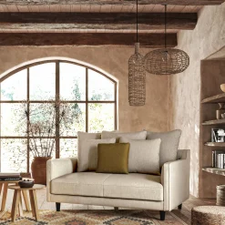 Canapé 2 places fixe tissu mixte - beige alpilles