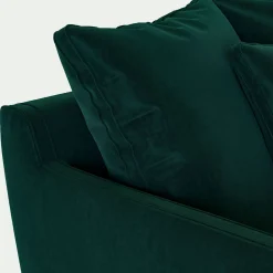 Canapé 3 places fixe velours - bleu canard