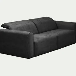 Canapé 3 places relax droit en tissu - gris anthracite