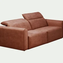 Canapé 3 places relax droit en tissu - brun rustrel