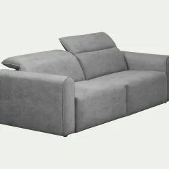 Canapé 3 places relax droit en tissu - gris moyen
