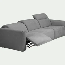 Canapé 5 places relax gauche en tissu - gris moyen