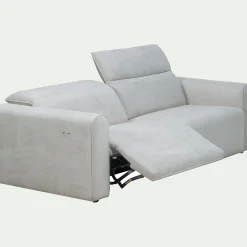 Canapé 3 places relax gauche en tissu - gris borie