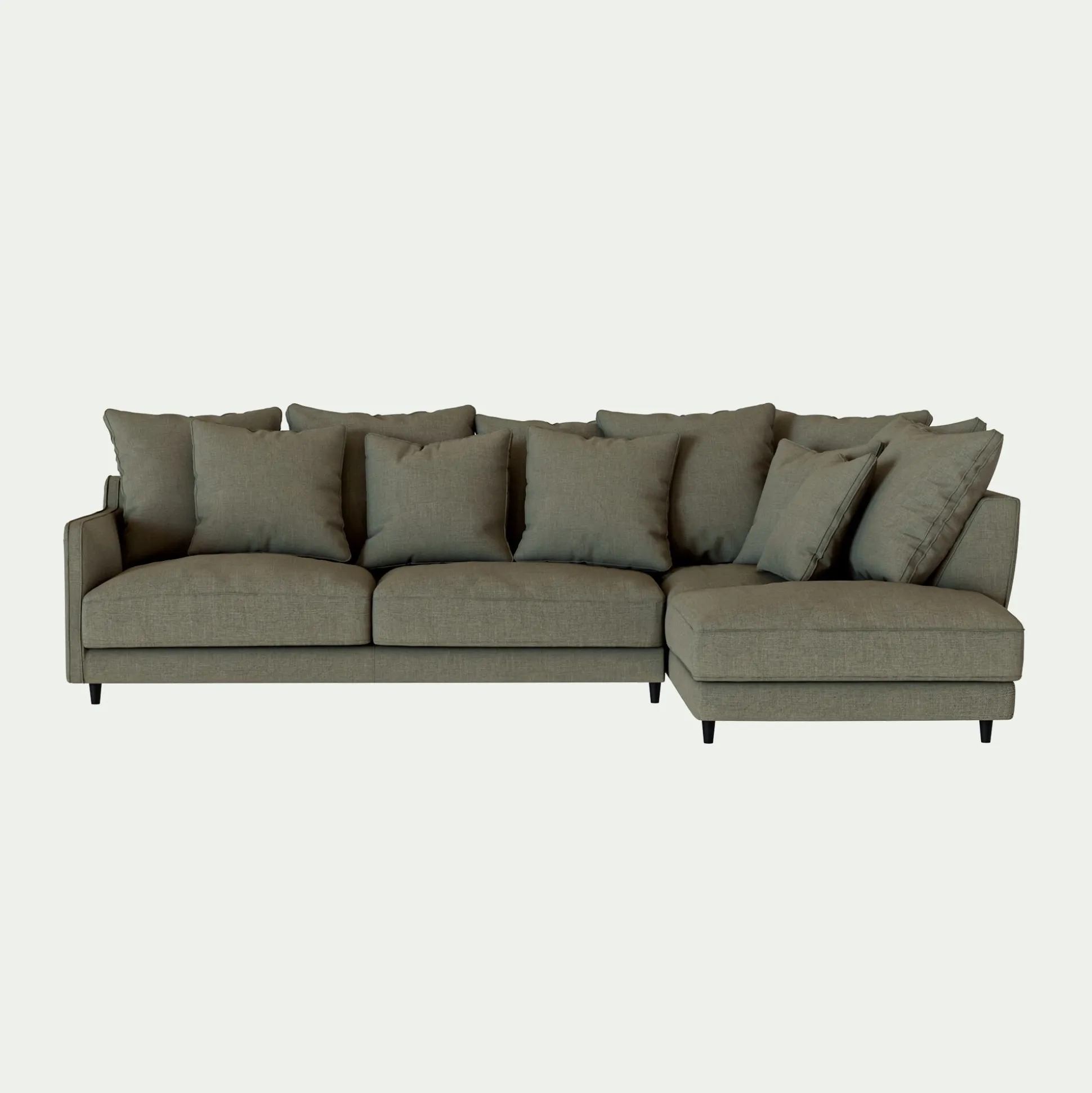 Canapé angle droit convertible tissu mixte - vert cedre