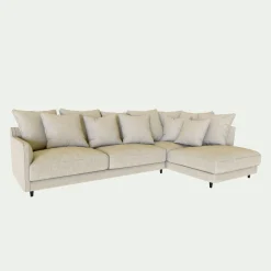 Canapé angle droit convertible tissu mixte - beige alpilles